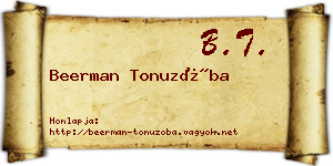 Beerman Tonuzóba névjegykártya